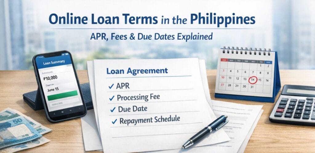 Online loan terms in the Philippines explained with APR, processing fees, due dates, and repayment schedule for Filipino borrowers